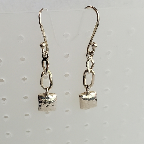 Silpada Sterling Hammered Small Pillow Drop Square Earrings - Picture 9 of 13